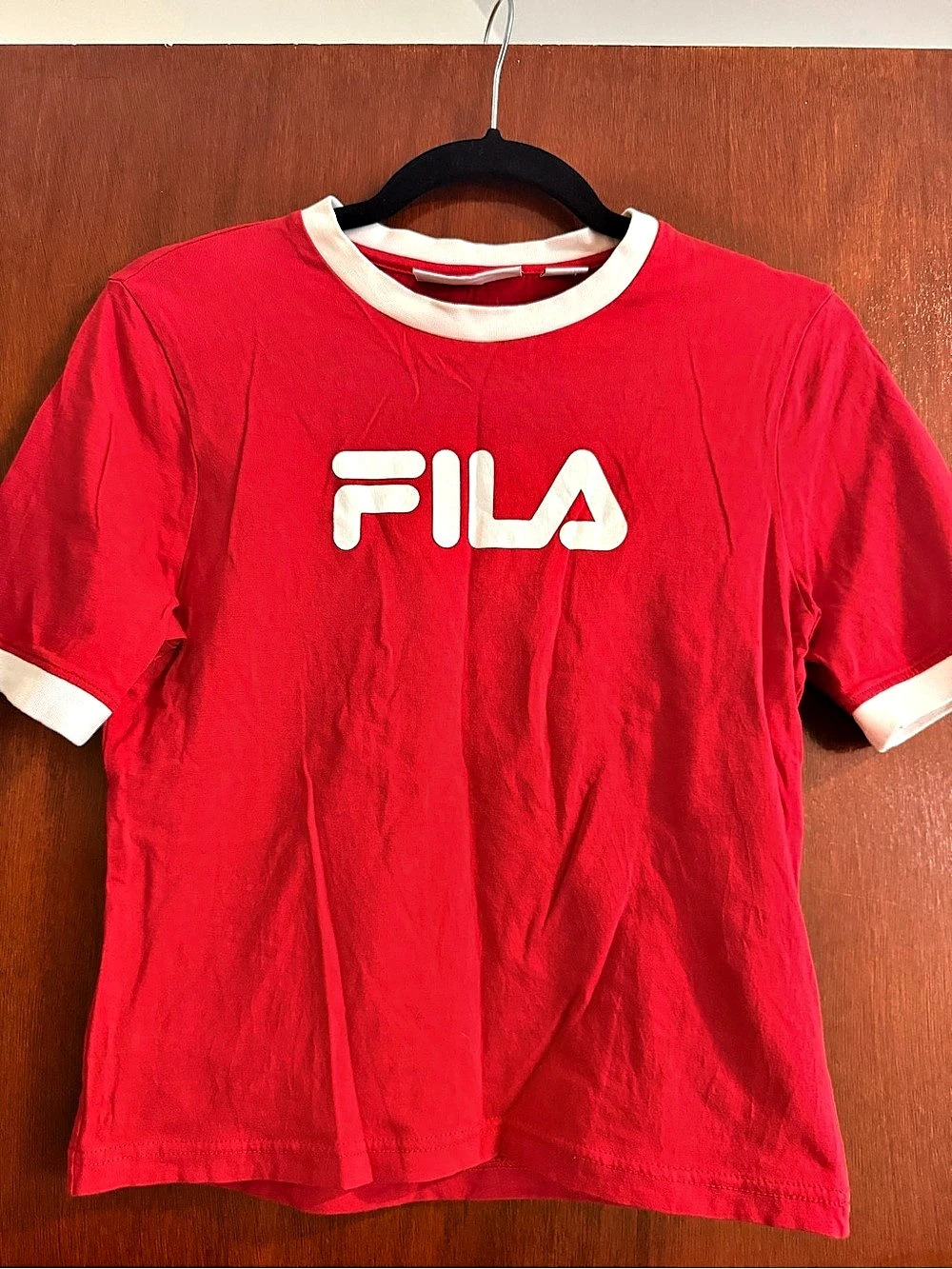 Fila Ringer T-Shirt Short Sleeve Tee Red & White Medium
